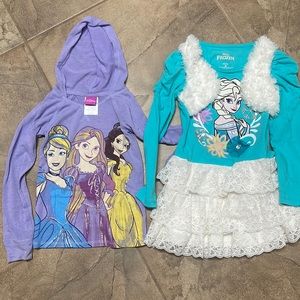 Disney 5T Shirt & 6T Dress Disney princesses and Frozen